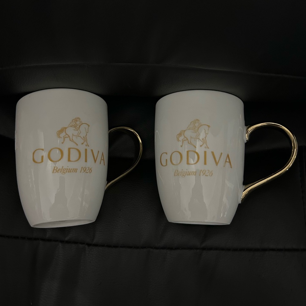 Godiva Belgium 1926 bundle coffee cups White Gold Handle Fine Porcelain.